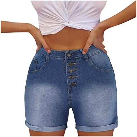 Shorts de bicicleta de algodão Miashui para mulheres de moda feminina Sexy Trouser Stretch Short Five Button Ripped Pocket Water Shorts