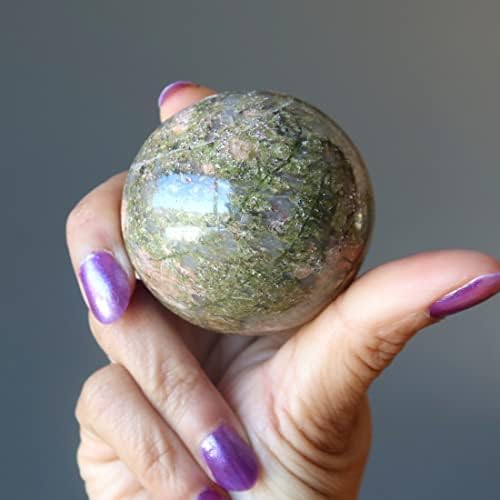 Cristais de cetim esfera semkita amor verde cura rosa bola de cristal 2,25-2,5 polegadas