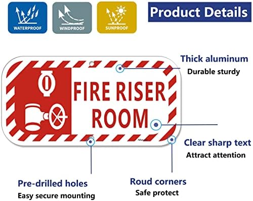 Sinalização de bombeiros sinais de incêndio 12 x 6 riser de incêndio interno sinal de segurança de incêndio sinal de aviso de metal alumínio refletivo alumínio