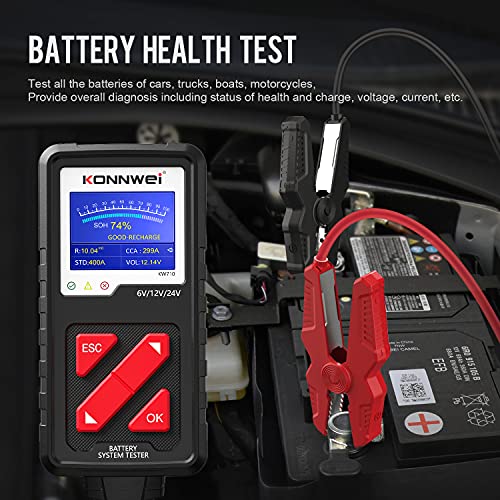 Konnwei KW710 Testador de bateria de carro 6V 12V 24V, Battery Load Tester Automotive 100-2000CCA Digital Analyzer Analisador de
