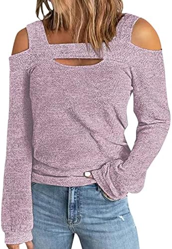 Grge beuu women jumpers de malha sólida jumpers casuais de manga longa camisas de pulôver de ombro frio tops de túnica