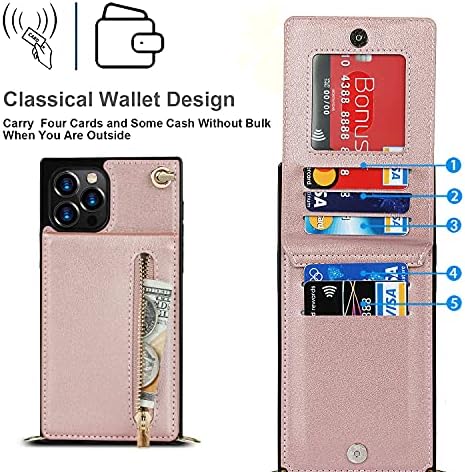 Caixa da carteira Adirmi para iPhone 12 mini/12/12 Pro/12 Pro Max, couro de PU macio e capa quadrada de proteção de canto reforçada com TPU com suporte para cartão de crédito Kickstand e cordão