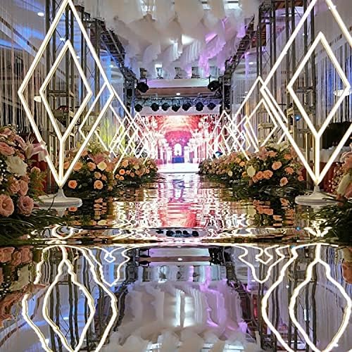 Yadi Bright Mirror, corredor de corredor para cerimônia de casamento de 3,3 × 33 pés, tapete de tapete de espelho prateado de