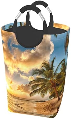 Sunset Hawaiian Palm Tree Tree Impresso Dirty Roupas Bolsa de roupas com alças colapsível Roupas sujas cestam sacos de lavagem para banheira de quarto de casa