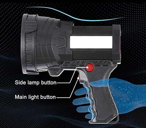 Bigsun Recarregable Spotlight, lanterna de lanterna LED alta lúmens, com lã de inundação multiuso, lente de três filtros,