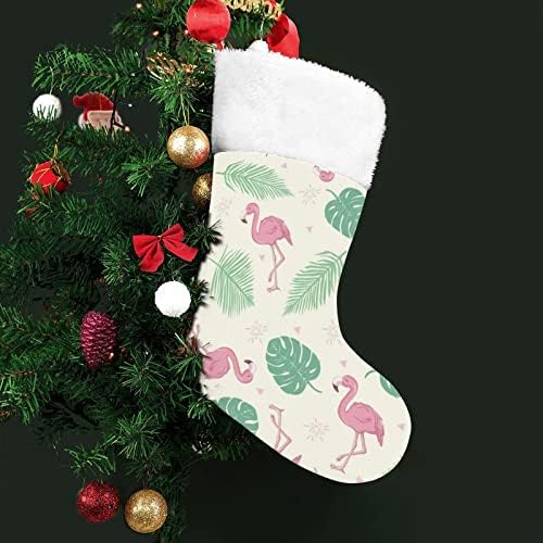 Desenho animado rosa flamingo meias de Natal de penduramento imprimir decorações de lareira de Natal da árvore