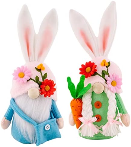 NUOBESTY 2PCS Desktop Spring Spring Swedish Decors Animal Scandinava Decoração Toy Dwarf Rabbit de coelho Decorações artesanais