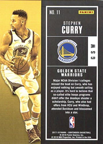 2017-18 Panini Concenders Season Ticket 11 Stephen Curry Golden State Warriors Basketball Card