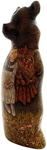 As estatuetas de madeira urzem, o urso russo decorativo de 9,84 de 9,84 de altura esculpido e pintado por artistas russos.