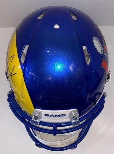 Cooper Kupp assinou o capacete autêntico do LA Rams Speed ​​autografado | Fan de fanáticos COA - Capacetes NFL autografados