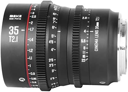 Meike 35mm T2.1 S35 Foco manual Lens de cinema de grande angular para montagem EF e Cine Cine C100 Mark II, EOS C200, EOS