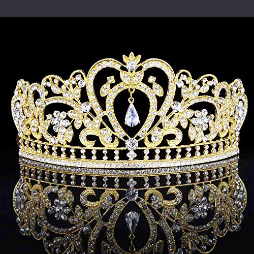 Tiaras e coroas rainha aniversário princesa concurso de baile de casamento de noiva Miss Universo America Cake Topper Sparkling Gold Crowns Tiaras Vestidos de Bandeira Cristal para Mulheres Adultos