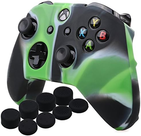 Caixa de pele da tampa de silicone YORHA para Microsoft Xbox One X & Xbox One S Controlador x 1 com Prof Grips 8 peças