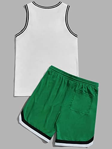 Roupa de duas peças para homens, letra de letra de contraste gráfico Tampa do tanque e shorts de cintura de cordão