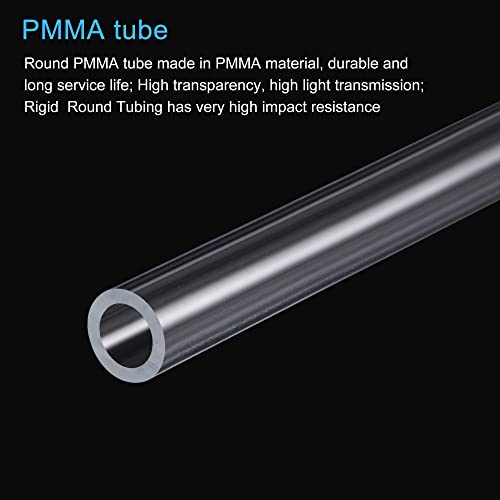 Tubo de acrílico de meccanidade Tubo redondo rígido Clear 5/16 id 1/2 od 6 Alto impacto para iluminação, modelos, encanamento,