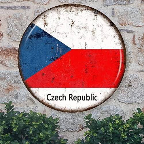 Bandeira da República Tcheca de Madcolitote Sign da porta da porta da porta da república tcheca SIGN METAL SIGN Decoração patriótica Country Souvenir personalizado Metal Wall Art Wall Places Decoração de parede da casa de fazenda interna e ao ar livre 9x9in