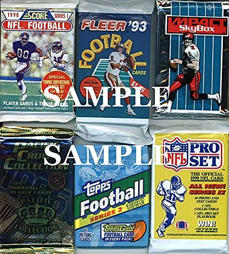 300 cartões de futebol da NFL vintage em pacotes de cera selados antigos - perfeitos para novos colecionadores