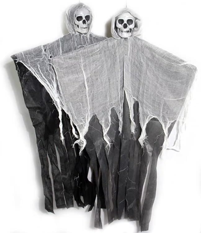 2pcs Decorações de Halloween pendurado Ghost Outdoor pendurado decoração fantasma tamanho 20 * 30N HORROR HOLENTE HOURTED HOUSE