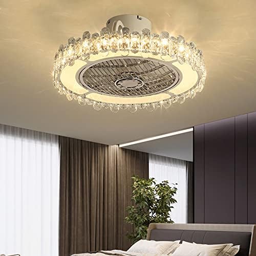 PAKFAN 19.7 '' Fã de teto de cristal criativo com leve e de baixo perfil moderno ventiladores de teto fechado com