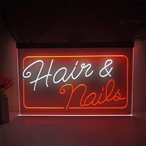 Unhas de cabelo dvtel exibem sinal de néon, decoração de salão de beleza personalizada luzes lideradas por luzes de