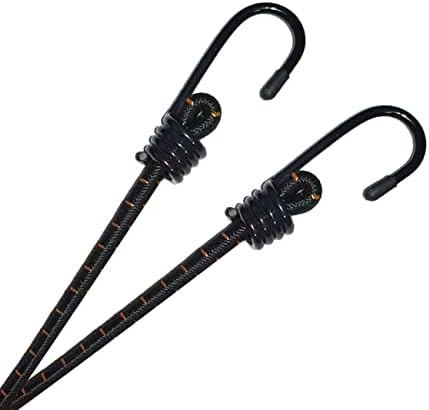 Cordas de bungee marteum com ganchos de 36 polegadas de látex de látex de 36 polegadas de comprimento fortes elásticas de serviço pesado [2pcs, gancho de metal]