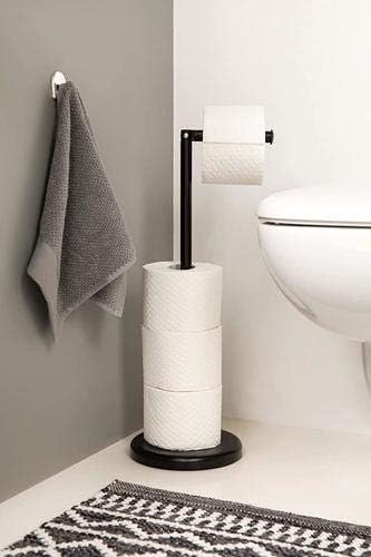 Suporte de papel higiênico preto independente - design elegante e prático