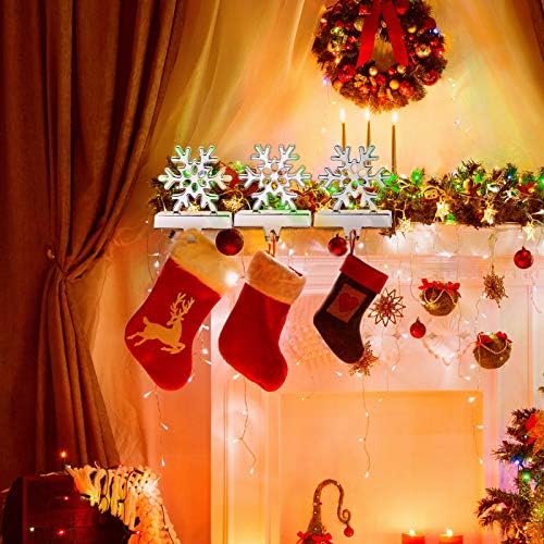 2 peças Christmas Snowflake Seting Setors Snowflake Canger Mantel Mantel Suitores de meias para decoração de Natal, prata