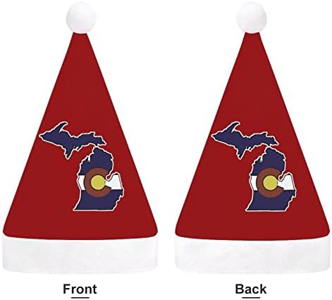 Michigan esboço da bandeira do Colorado Chapéu de Natal personalizado Hat de Santa Decorações engraçadas de Natal