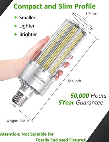 Dragonlight 240W Lâmpada de milho de grau comercial LED E39 Lâmpada de base de magnéssura grande e iluminação LED 5000k Daylight