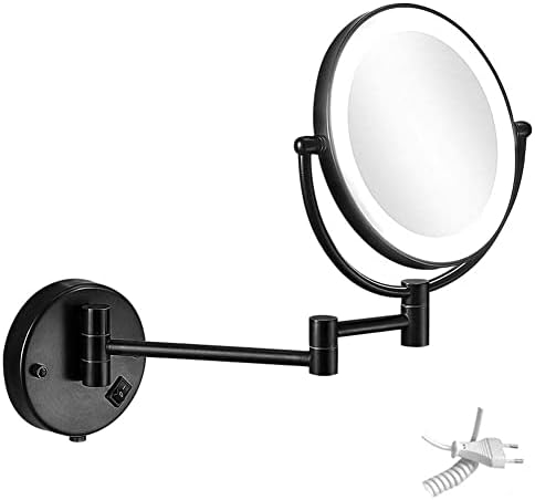 RHYNIL LED LED MOLTE MONTAGEM MAIXA MAPELA 3X Menificação dupla face, 360 ° Vanidade giratória espelho de banheiro cosmético Espelho de extensão de 8 polegadas de 8 polegadas