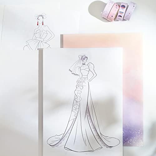 Projete seu próprio vestido usando fitas Washi, caderno de desenho de moda WT, 30 roupas, designs originais, 30 vestidos para estilizar,