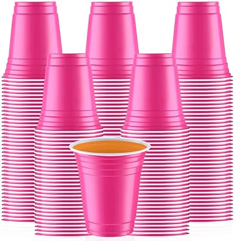 200 PCs 12 oz de copos de plástico para pesados ​​copos de bebidas pesadas xícaras de festas descartáveis ​​com linhas de bebida de