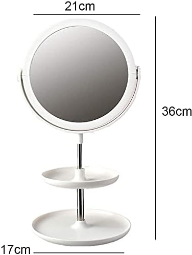 Espelho de mesa de espelho pequeno de Sogudio com espelho de mesa de mesa com espelho de maquiagem de armazenamento de 2 camadas com armazenamento 360 Rotativo espelho de maquiagem redondo de dupla face