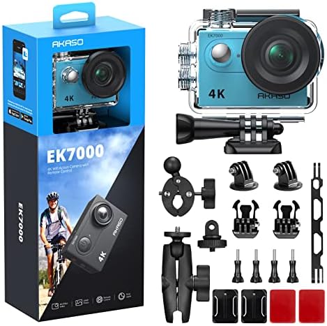 Câmera de ação Akaso Ek7000 e pacote de kits de motocicletas