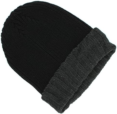 Croft & Barrow Knit Beanie Winter Hat Colorblock preto cinza um tamanho