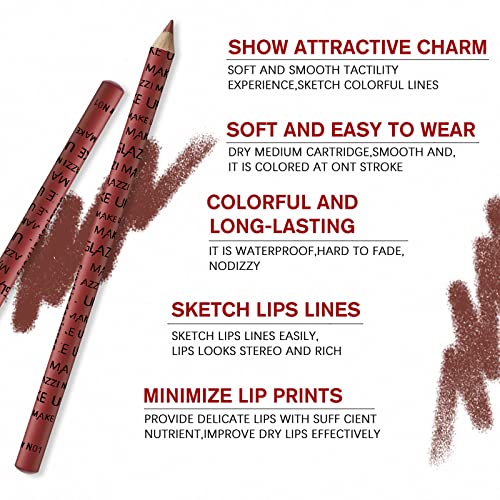 Conjunto de lápis de revestimento labial 12 cores variadas foste altas pigmentadas longas maquiagem de lábios naturais