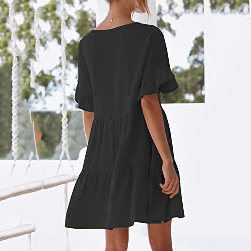 Vestidos para mulheres 2023, vestido casual de manga curta no verão de bolso de bolso de bolso de bolso A mini vestidos de balanço