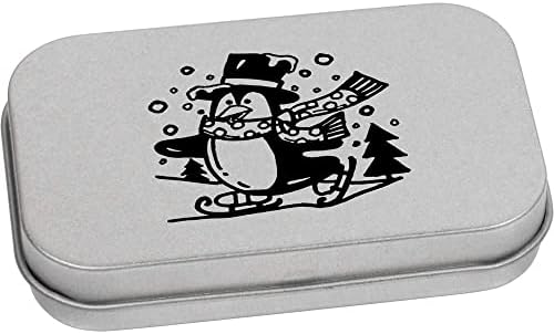 Azeeda 170mm 'Patinação de gelo Penguin' Metal Articled Tin/Storage Box