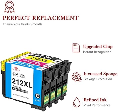 Toner Kingdom Remanufatured Ink Cartuchges Substituição para Epson 212xl 212 XL T212 Para usado com Workforce WF-2830 WF-2850 Expressão
