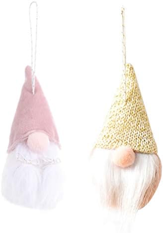 PretyZoom 2pcs Gnome Ornamentos de Natal sueco Tomte Pluxh Doll pendurado estatueta Santa Swedish Xmas Tree Decoration
