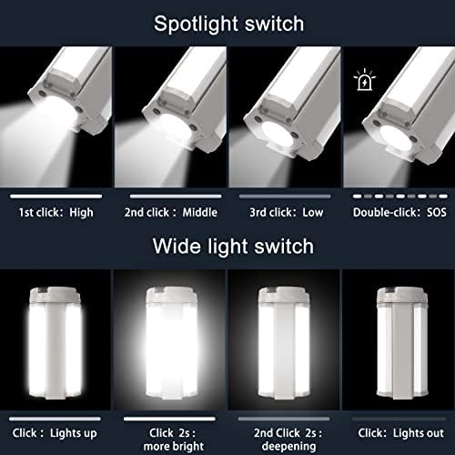 LED LANTERN CAMPING, LED recarregável USB com 1000lm, 6 modos de luz, luz à prova d'água, lanterna de lanterna perfeita para furacão,