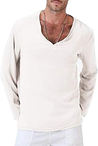 Xxbr de manga longa V camisetas de pescoço para homens, camisa hipaippie sólida de plata