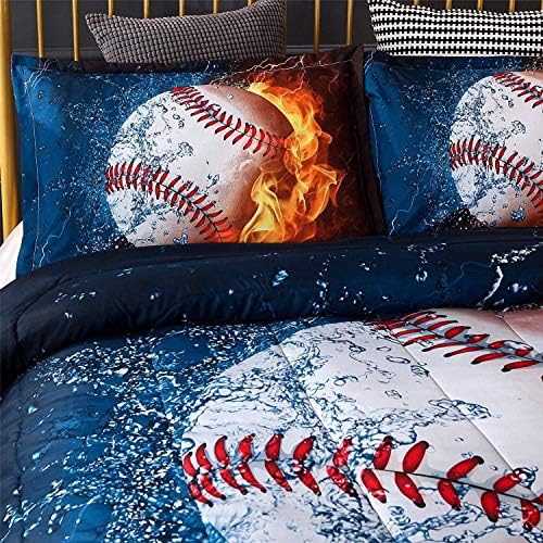 Uma bela noite de beisebol com impressão de incêndio Conjuntos de roupas de cama para meninos adolescentes