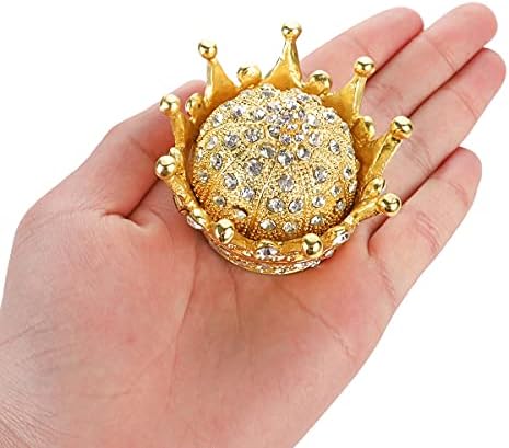 Longsheng - Desde 2001 - Caixa de bugigangas azuis da coroa dourada pintada à mão Ftuas colecionáveis ​​Punto do anel