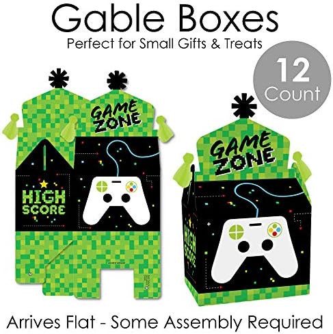 Big Dot Of Happiness Game Zone - Favores de festa de caixa de tratamento - Pixel Video Game Party ou Birthday Party Goodie Gable Boxes