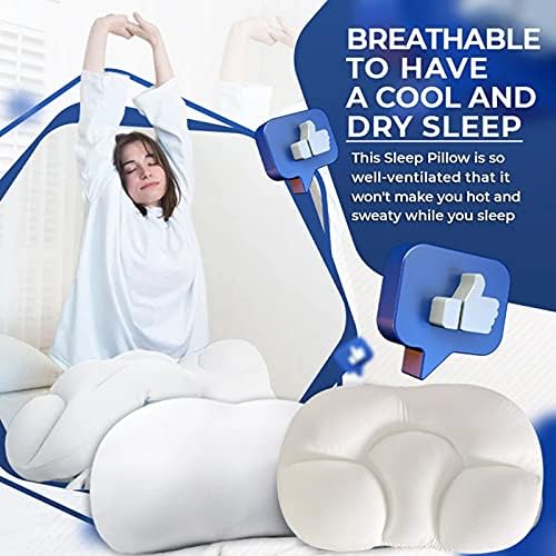 Almofado ergonômico em 3D abimy, travesseiro de partículas de espuma de vício em sono profundo, travesseiro de apoio de cabeça ergonômico com micro -bola de airballs de enchimento, protetor de cama lavável