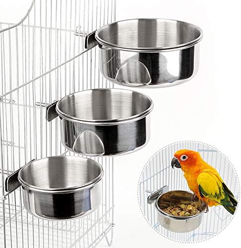 3pcs alimentador de pássaros para gaiola periquitos alimentador de alimentos com 3 tamanho diferente, prato de alimentação de