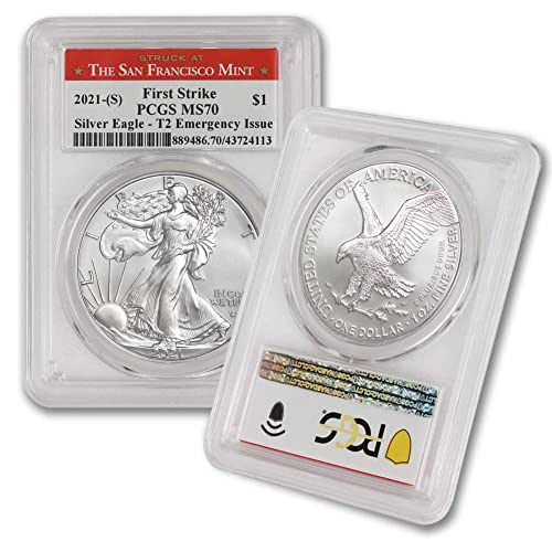 2021 Conjunto de 1 oz de moedas de águia de prata americana ms-70 $ 1 ms70 pcgs