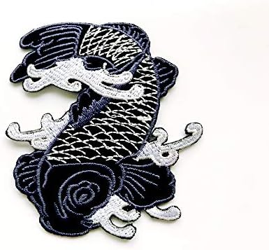 TH Black delicado Lucky Japan Carp Koi Fish Fish Biker motociclista Logotipo de motocicleta Apliques Bordados Costura em ferro