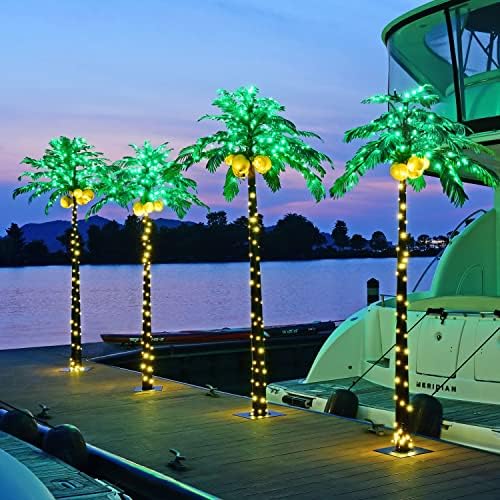 LightShare Lighted Upgraded 8ft Artificial Lighted Palm Tree, 256 luzes LED, decoração para casa, festa, Natal, natividade,
